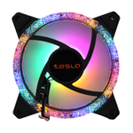 Комплект из 3 вентиляторов ТЕСЛА (TESLA) RGB120-3D3, 120мм, 3-pin+Molex, прозрачный-белый/FRGB, 1200rpm, 38CFM, 21дБ, антивибропрокладки (TSL-120-3D3)