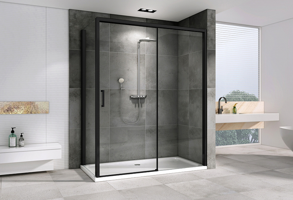 Душевой уголок Abber Komfort 170x100 AG93170B-S102B профиль Черный стекло прозрачное