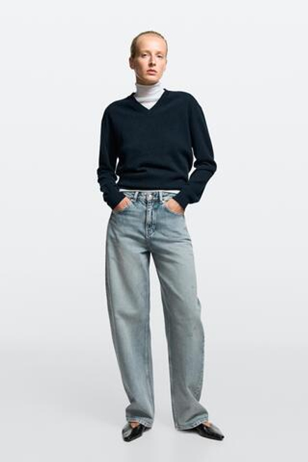 Massimo Dutti Джинсы средней посадки с зауженным кроем, светло-голубой