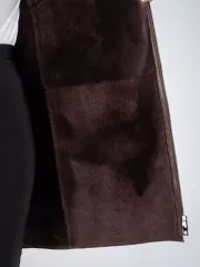 Дубленка натуральная с капюшоном длинная Турция