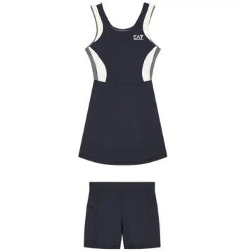 Теннисное платье EA7 Woman Jersey - black/butter/asphalt