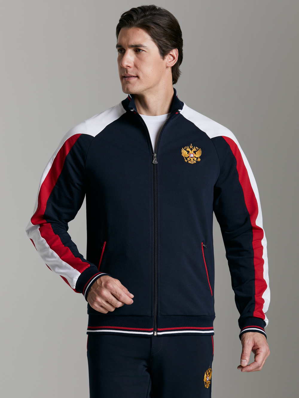 Спортивный костюм мужской RUSSIA 11M-00-454/2 темно-синий