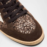 Женские кеды Golden Goose Ball Star / Глиттер коричневый