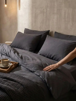 КПБ MAJOLİ StoneWashed SOLİD семейый 160*220-2шт. 240-260, 50*70-2шт. Вар. Хлоп.