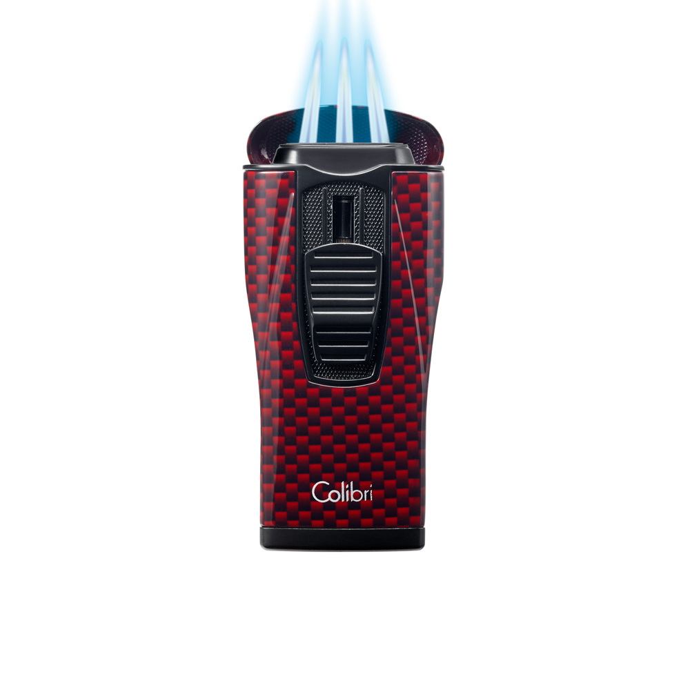 Зажигалка сигарная Colibri Monaco (тройное пламя), красный карбон