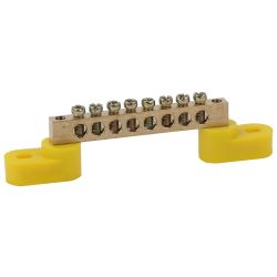 Шина ЭРА NO-222-109-1 PE земля на двух угловых изоляторах ШНИ-6х9-8-У2-Желтый | Шины N, PE, PEN