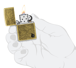 Зажигалка ZIPPO Armor Пламя c покрытием античная латунь | Flame Antique Brass, латунь/сталь, золотис