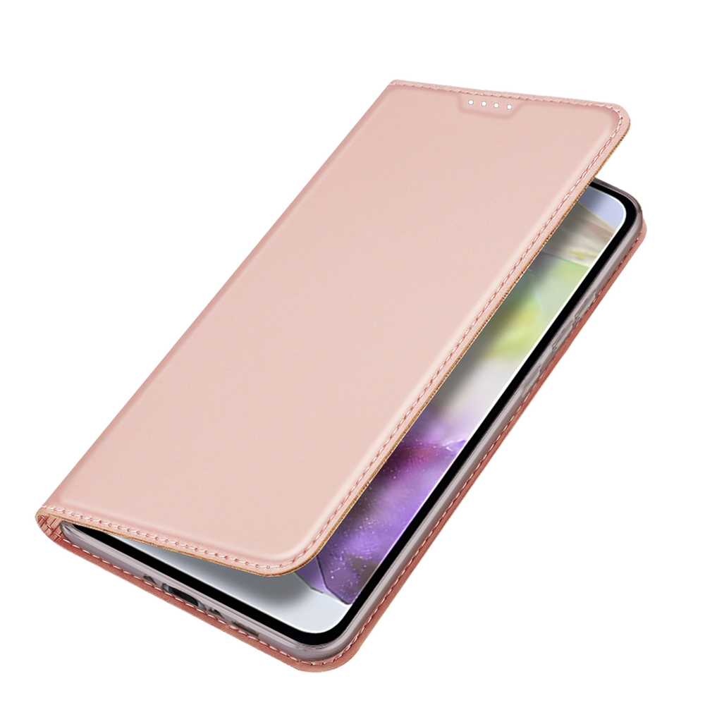Чехол книжка из кожи розового цвета для Samsung Galaxy A36 5G и Galaxy A56 5G, серия Skin Pro Series от Dux Ducis