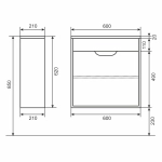 Тумба с раковиной для ванной Uperwood Modul 60 см, подвесная, матовая, белая/графит