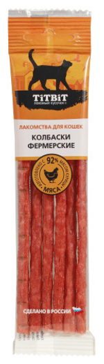 TITBIT ЗОЛОТАЯ КОЛЛЕКЦИЯ Лакомство для кошек Колбаски фермерские, 20 г