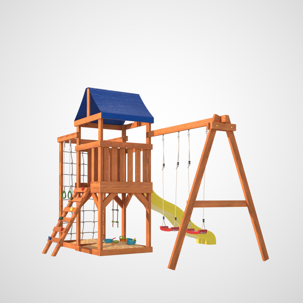 Детская площадка Fun Land с сеткой стенкой и качелями