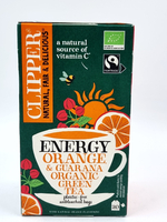 CLIPPER Чай зеленый "REVIVING ORGANIC" с апельсином, ацеролой, гуараной и матча, 20 пакетиков, 40 г (из Финляндии)