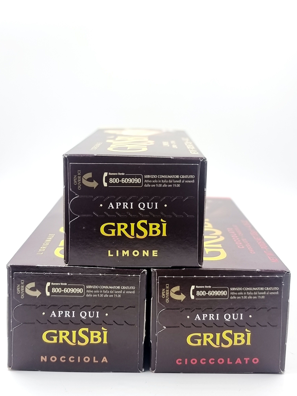 Набор бисквитного печенья Grisbi с ореховым, лимонным и шоколадным кремом 3 упаковки по 135 г (Италия)