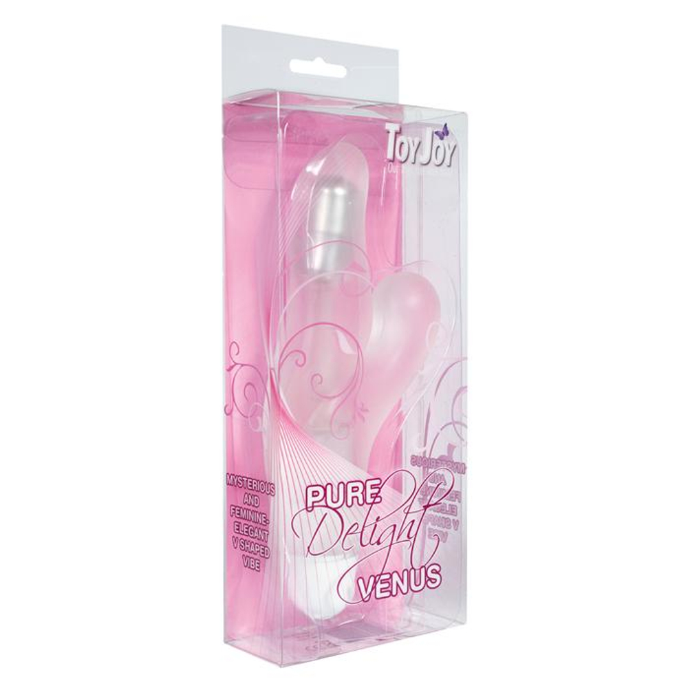 Изысканный прозрачный вибратор Pure Delight Venus V Shape - 17,5 см.