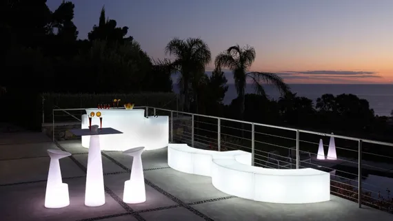 Стол из HPL пластика барный светящийся Hopla Lighting, белый