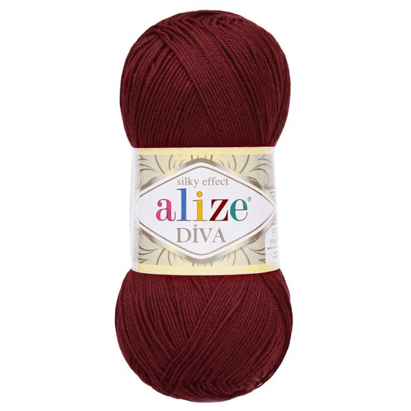 Пряжа Alize (Ализе) Diva / уп.5 мот. по 100 г, 350м, 057 бордовый A