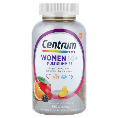 Centrum, Мультивитонки для женщин старше 50 лет, натуральное фруктовое ассорти, 140 жевательных таблеток