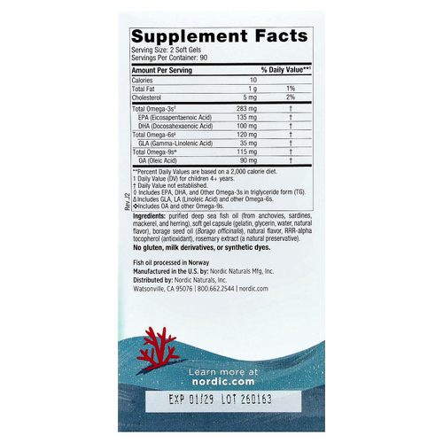 Nordic Naturals, Complete Omega Junior, для детей от 6 лет, со вкусом лимона, 180 миникапсул