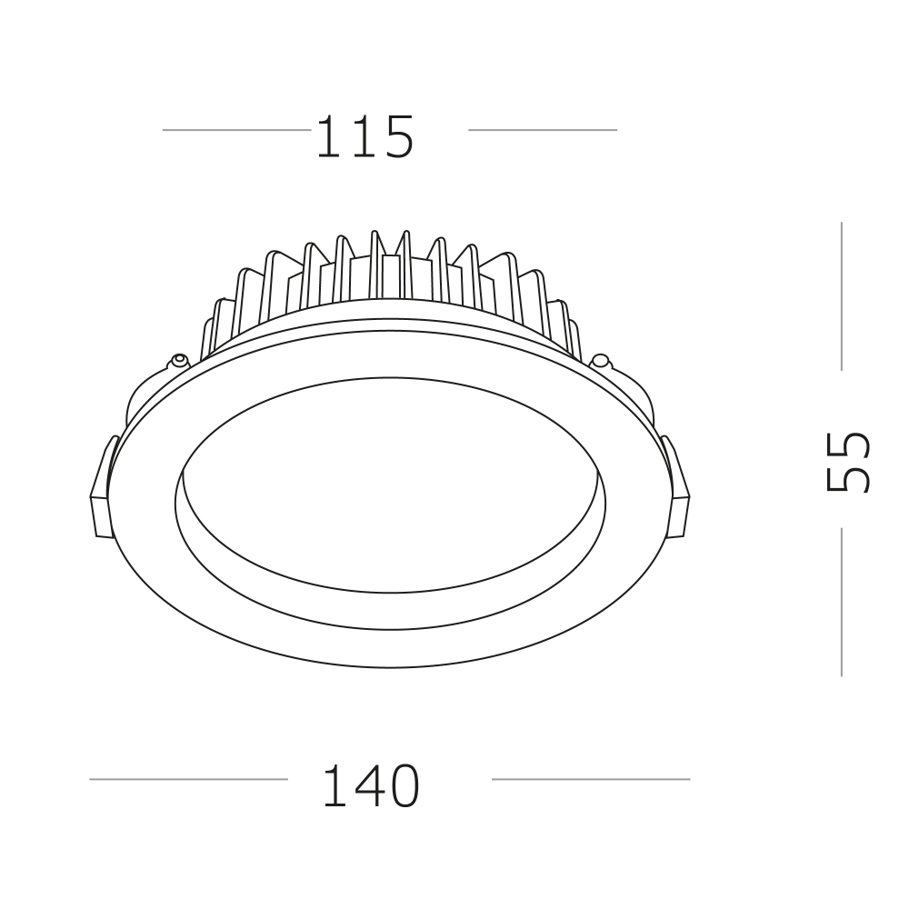 Светильник встраиваемый LED 18W 3000K 1 440Lm Ra80 100° IP44 D140xH52 100-240V