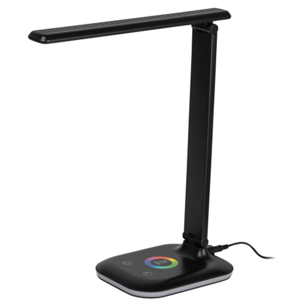 Настольный светильник ЭРА NLED-502-11W-BK светодиодный с RGB ночником черный | Светодиодные настольные лампы