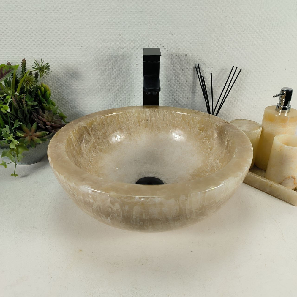 Раковина из оникса Bowl Yellow BO-64397 40x40x15 из натурального камня