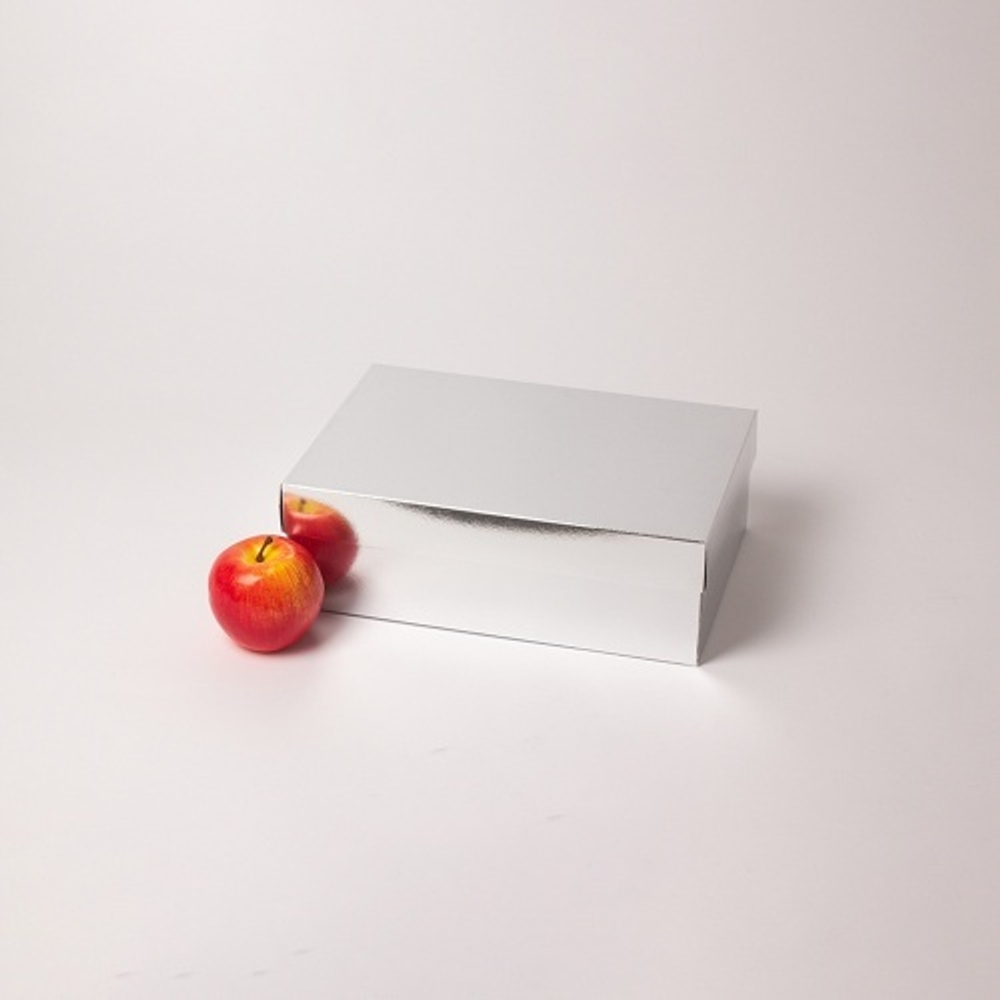 Коробка крышка-дно 30x10x20, серебро, картон глянцевый