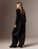 Женские брюки barrel из мягкой ткани с отворотом на поясе - BERSHKA