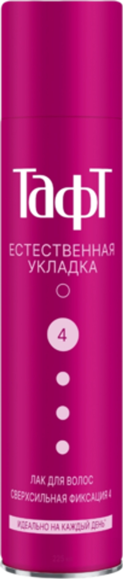 Тафт Лак для волос Естественная укладка сверхсильная фиксация 225мл