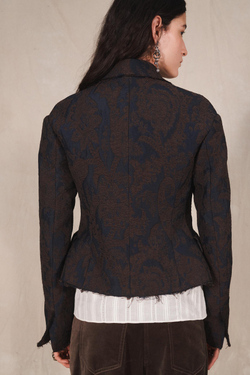 ZARA ПРИТАЛЕННЫЙ БЛЕЙЗЕР - LIMITED EDITION, КОРИЧНЕВО-СИНИЙ