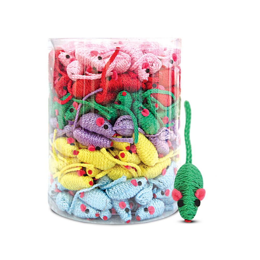 Игрушка TRIOL мышь веревочная цветная для кошек, полиэстер, 5 см