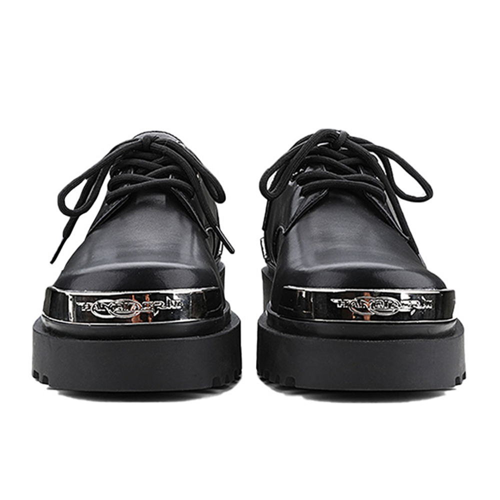 HANQIAORIJI Future Series Large Derby Cow Split Leather Casual Shoes Unisex Black