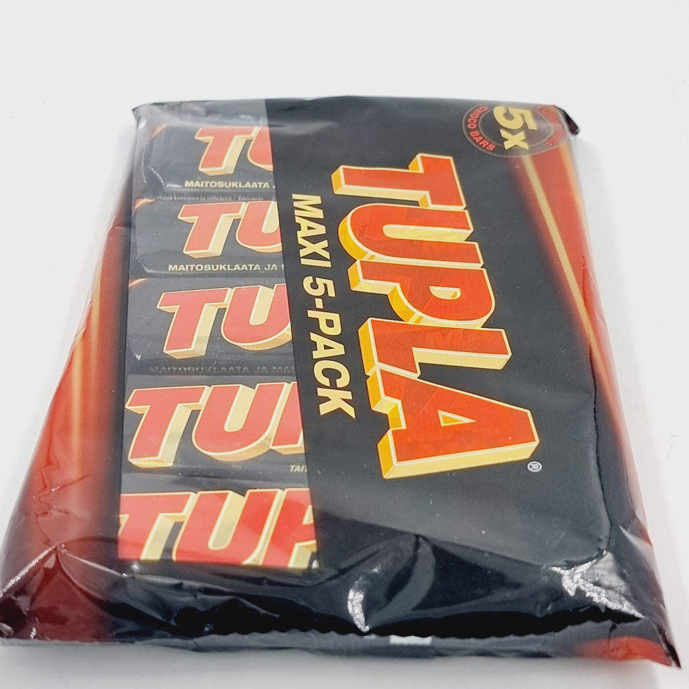 Шоколадные батончики Tupla Double Maxi в молочном шоколаде с жареным миндалем и какао-нугой 250 г (из Финляндии)