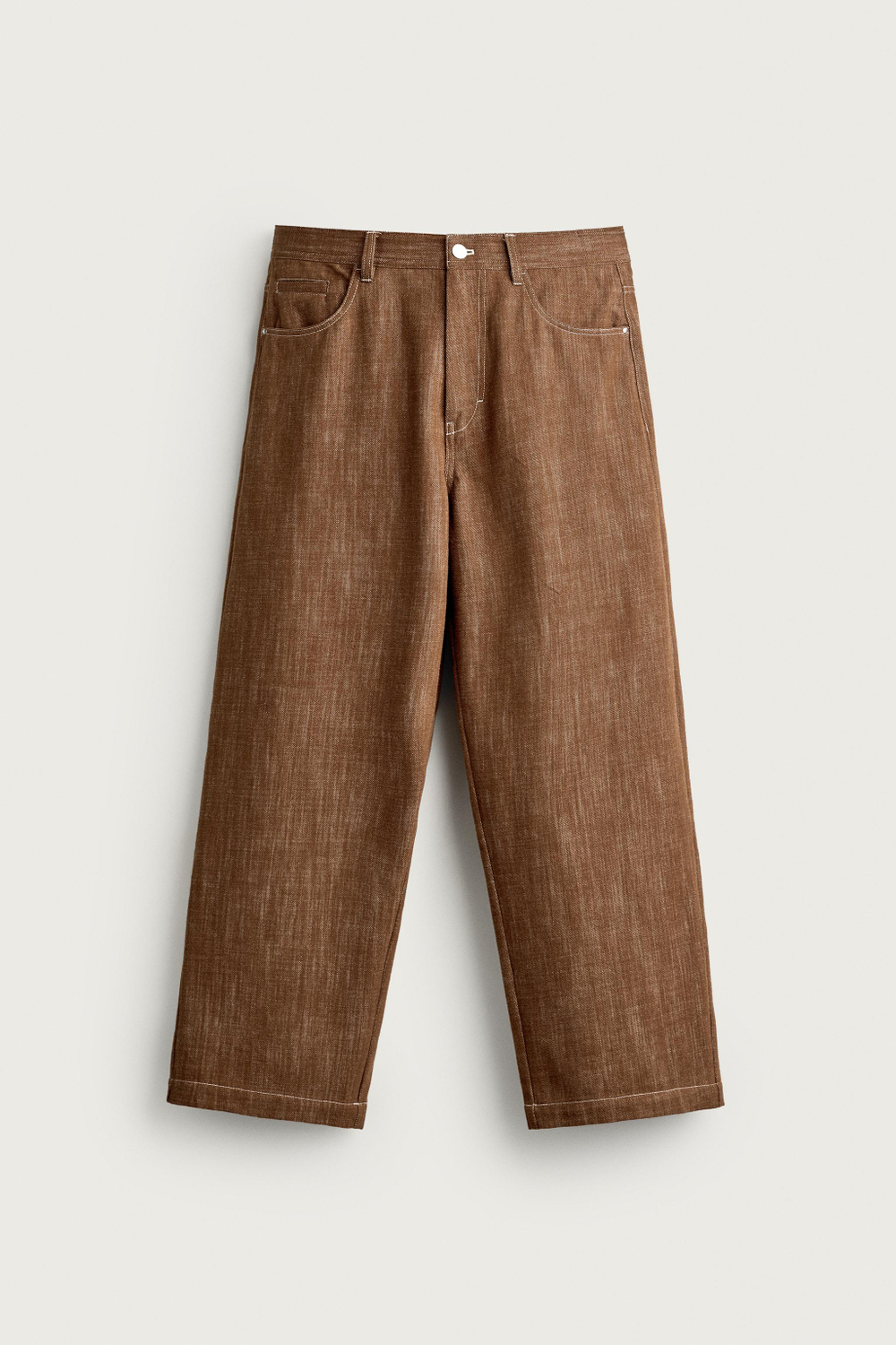 БРЮКИ RELAXED FIT С КОНТРАСТНОЙ ПРОСТРОЧКОЙ — ZARA