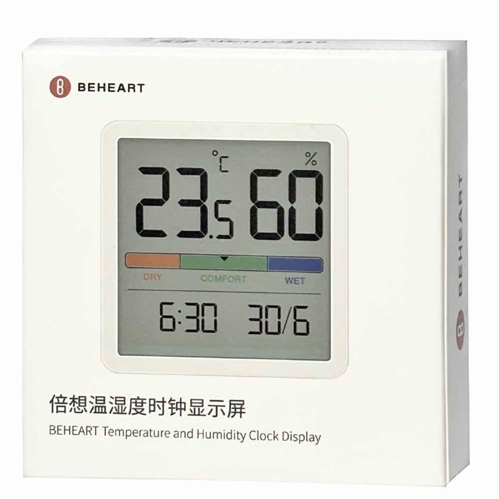 Метеостанция Xiaomi BEHEART Temperature and Humidity Clock Display W200 белая