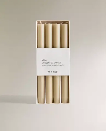 ZARA HOME ВЫСОКИЕ ДЕКОРАТИВНЫЕ СВЕЧИ ЦИЛИНДРИЧЕСКОЙ ФОРМЫ (4 ШТ.), КРЕМОВЫЙ