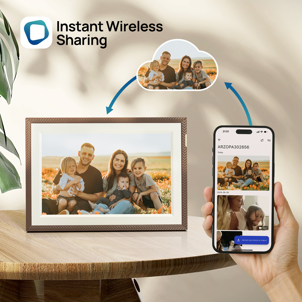Цифровая фоторамка Arzopa D15 Brown Wi-Fi, 15,6-дюймовый сенсорный экран IPS, разрешение 1920x1080