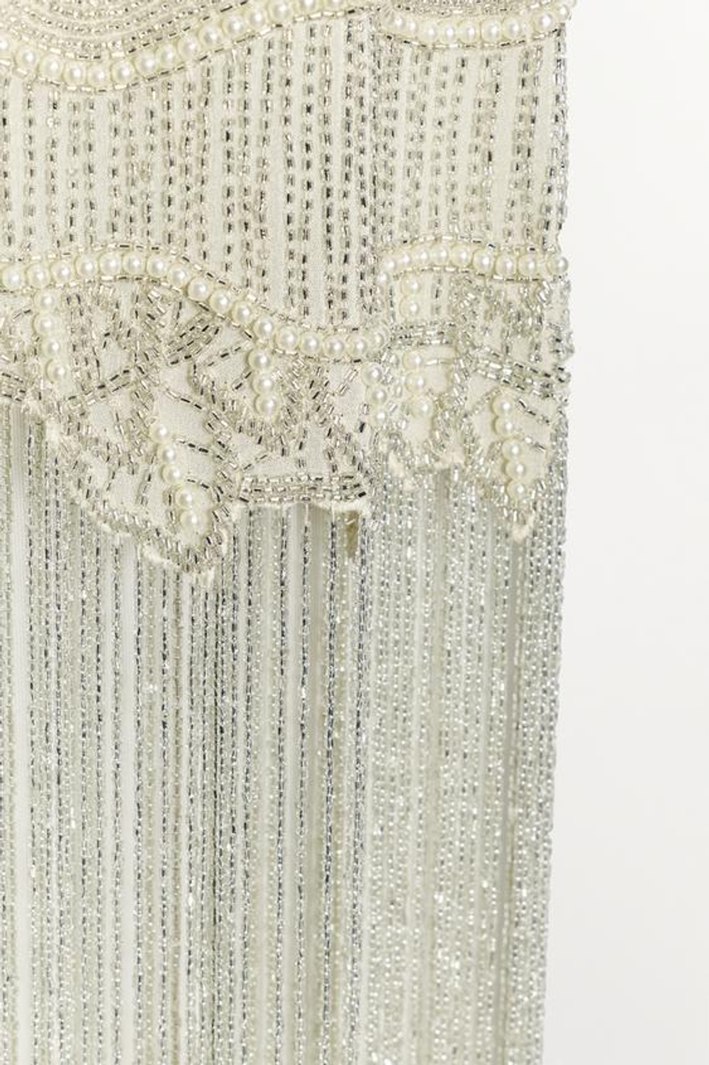 ZARA ПЛАТЬЕ С БРЕТЕЛЯМИ, БУСИНАМИ И БАХРОМОЙ — ZW COLLECTION, ЖЕМЧУЖНЫЙ/БЕЖЕВЫЙ