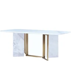 Стол Marble Cross, 220х100 см, белый керамогранит