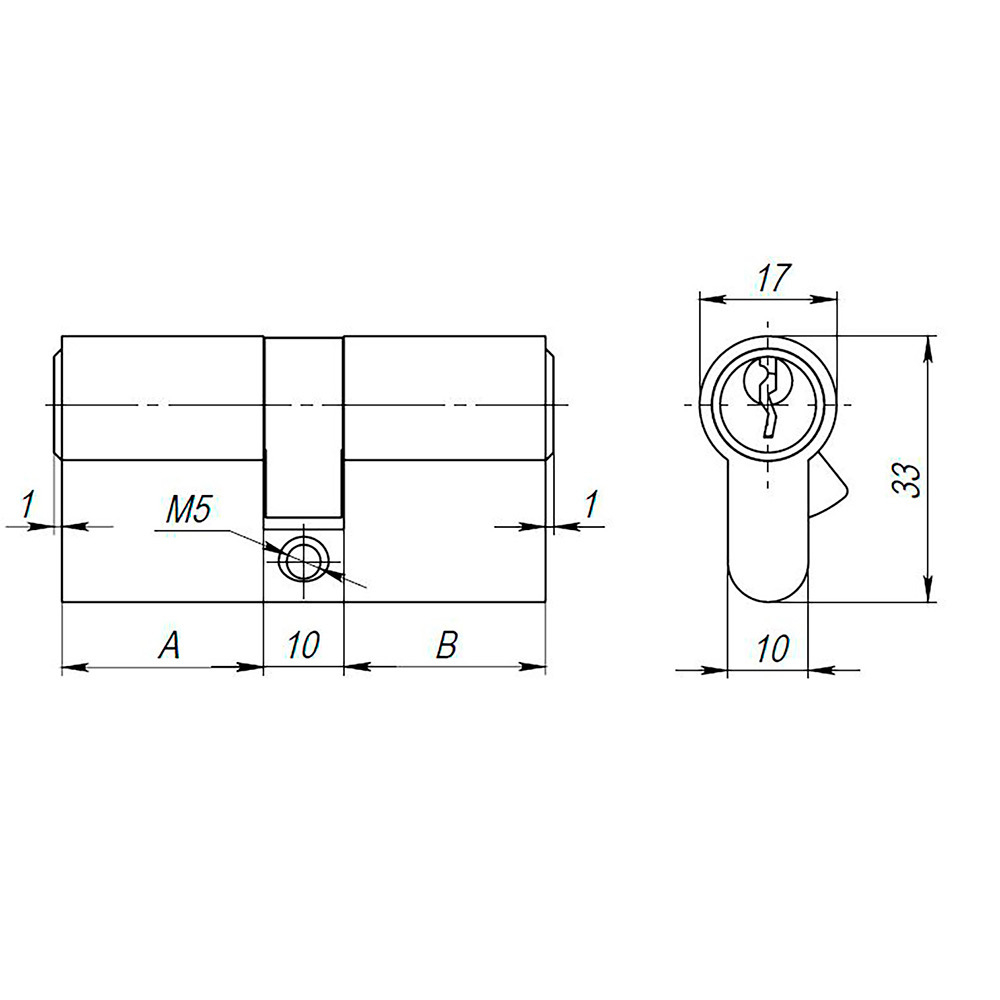 Цилиндровый механизм (AX100/70) AX1000Key70 (30+10+30) PB латунь