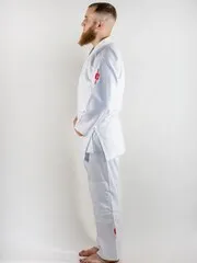C555 Кимоно для дзюдо подростковое Clinch Judo Red FDR белое