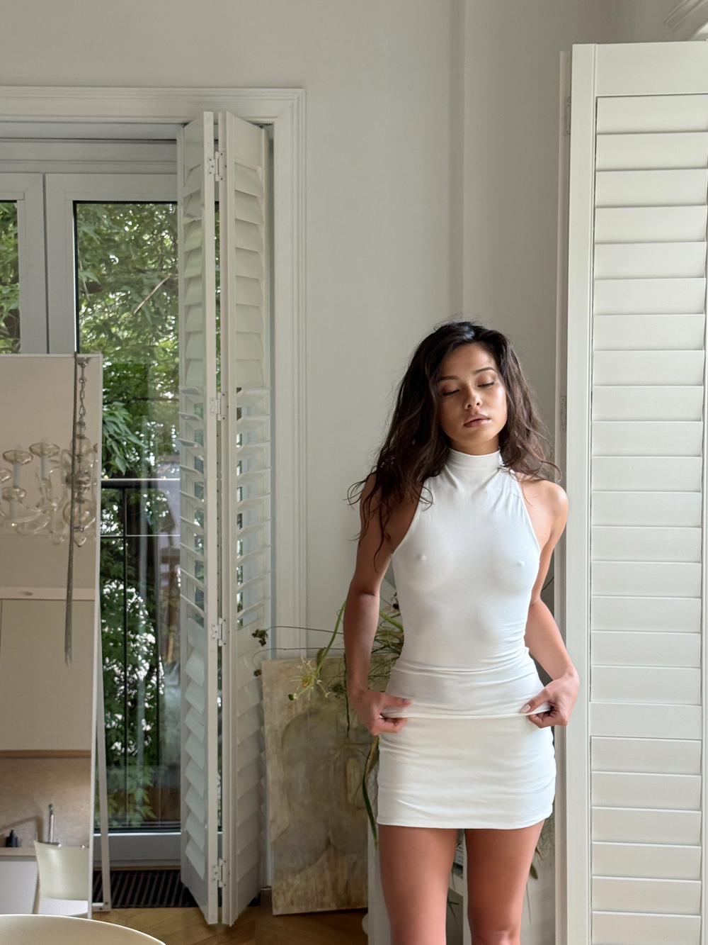 white skirt short