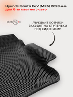 Автомобильные коврики ЭВА с бортами на 3 ряда для Hyundai Santa Fe V (MX5) 23-н.в., для 6-ти местного авто