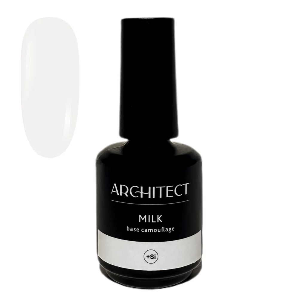 Nail ARCHITECT Камуфлирующая крепкая каучуковая база HARD 01 MILK Base Camouflage, 15 мл