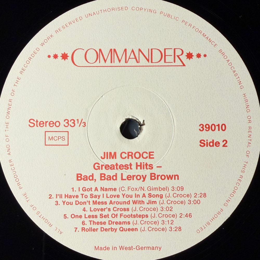 Jim Croce – Greatest Hits (Англия 1988г.) Т