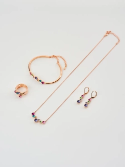 Серьги-подвески Эльза с разноцветными кристаллами Swarovski