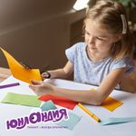 Цветная бумага А4 офсетная, 24 листа, 8 цветов, в папке, ЮНЛАНДИЯ, 200х283 мм, "Котенок", 115168