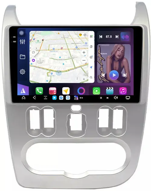 Магнитола для Renault Logan/Sandero 1 2009-2014 - FarCar S500-TS20 монитор 9.5" 2K QLED на Android 14, Быстрейшая, CarPlay, 4G SIM-слот