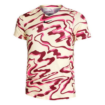 Мужское теннисное поло Nike Dri-Fit Advantage Court Print T-Shirt Men - Yellow, Multicoloured