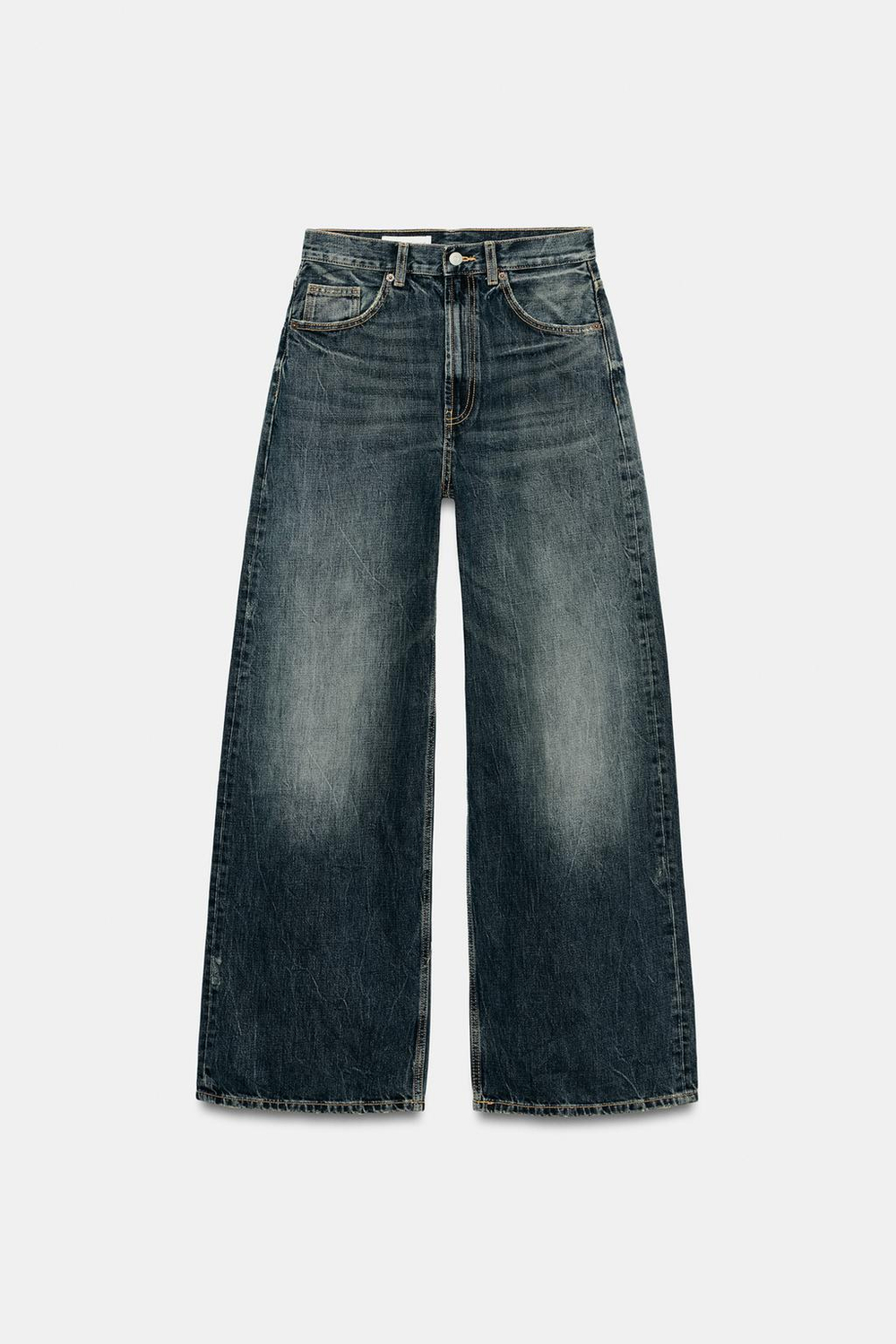ZARA ДЖИНСЫ TRF EXTRA WIDE-LEG С ВЫСОКОЙ ПОСАДКОЙ, СИНИЙ