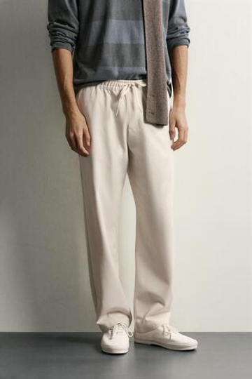 ZARA БРЮКИ COMFORT REGULAR FIT, БЕЖЕВЫЙ